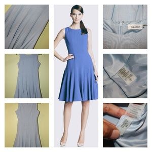 Calvin klein petite baby blue flare button dress